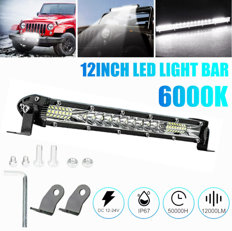 12inch LED Light Bar Spot Flood Combo for Truck SUV ATV Jeep Offroad Driving