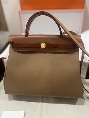 RARE! The Only One On eBay! Hermes Herbag Zip 31 Natural