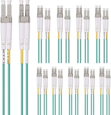 ?10 PCS OM3 LC to LC Fiber Optic Cable, Multi-Mode Duplex Patch Cable 6.5 ft.