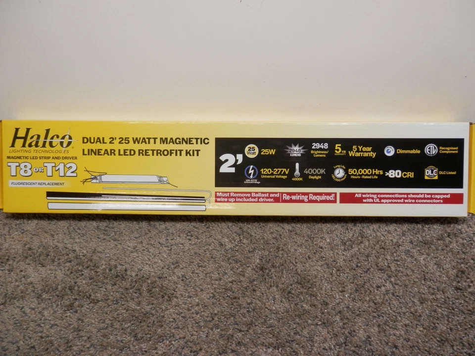 HALCO FLUORESCENT REPLACEMENT T8 -T12 DUEL 2' 25 WATT MAGNETIC LED RETROFIT KIT - Image 2 of 4