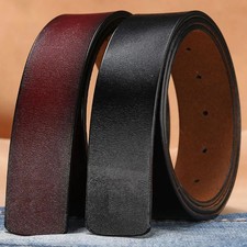 3.3/3.8cm Cowhide Leather Belt Body No Buckle for Smooth Pin Buckle Belt