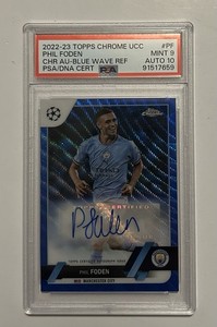 2022-23 Topps chrome UCC Phil Foden Blue Wave Refractor Auto /75