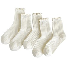 Ruffle Socks Frilly Sock, Cute White Summer Autumn Ankle Casual Socks for Gir...