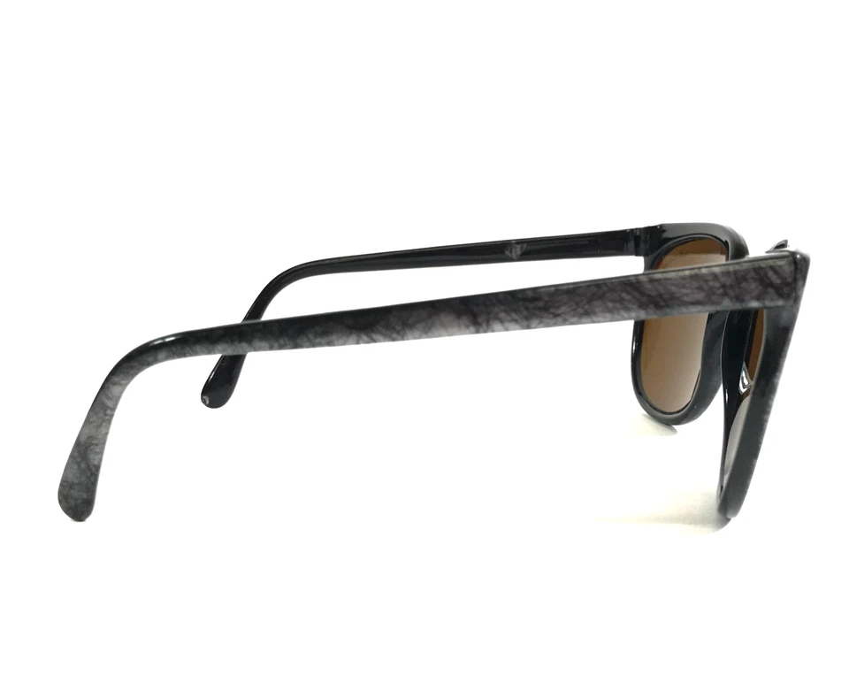 Vintage Bollé Sunglasses Acrylex Shiny Black Gray Graffiti Brown Mirrored Lenses - Image 3 of 4