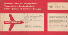 SWITZERLAND Rare Passenger Ticket & Baggage Check SWISSAIR 1956