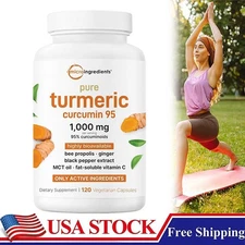 Turmeric Curcumin 95% – 1000mg with Ginger, Black Pepper, MCT – 120 Veggie Caps