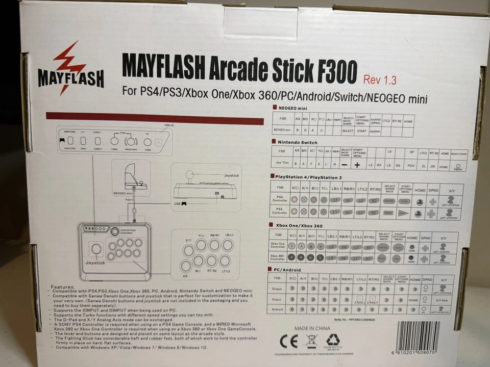 Mayflash F300 Arcade Fight Stick for Switch, Xbox Series X/S,PS4,PS3,Xbox One,PC - Image 3 of 4