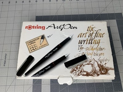 Rotring Art Pen Calligraphy Set of 2 with Case Used Missing-ink, 1.9 & 1.5
