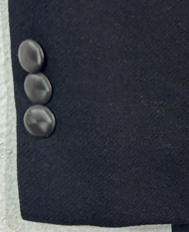 VTG 1930s Black Tuxedo Jacket 36S Dinner Evening USA Flannel Wool Satin Mens - Image 2 of 4