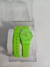 NEW✅ LIMITED✅ Swatch CAMOVERT Green Silicone Wrap Around Ladies Watch LG128