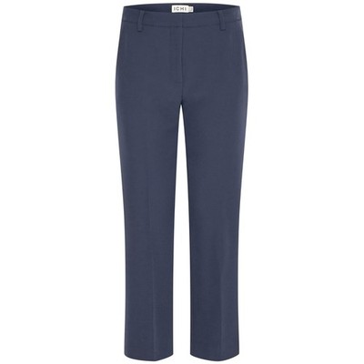 ICHI Navy Tapered Work Pants Women's 8 Stretch Trouser Chic Office Minimalist