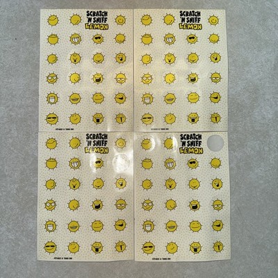Vintage 3M Scratch 'N Sniff Lemon Sun  Stickers 3 Full  Sheet + 1 Partial 