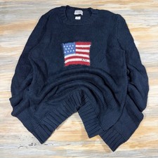 Ralph Lauren Polo Jeans Co blackCotton American Flag Knit Sweater