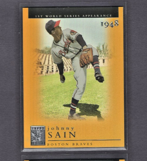 2003 TOPPS TRIBUTE WORLD SERIES GOLD REFRACTOR #62 JOHNNY SAIN BRAVES SP #/100