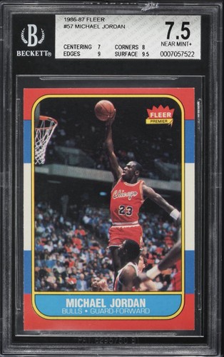 1986 FLEER BASKETBALL MICHAEL JORDAN ROOKIE #57 BGS 7.5 NRMT+ READ!!!