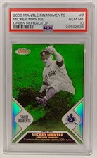 2006 Topps Finest Mickey Mantle #MMFM7 Moments Refractor Green /199 PSA 10