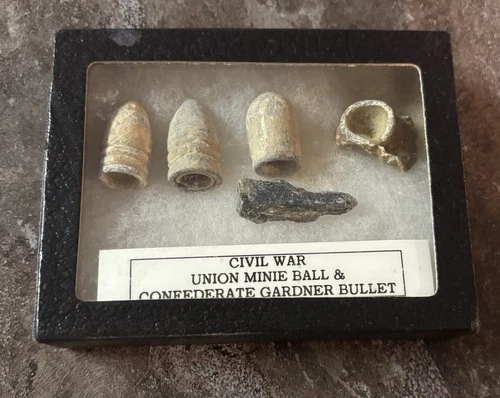 ANTIQUE CIVIL WAR  Lot Of 5 Union Minie Ball & Confederate Gardner Bullets