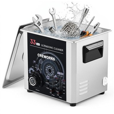 CREWORKS 33kHz 10L 240W Ultrasonic Cleaner with Degas & Gentle Modes 300W Heater