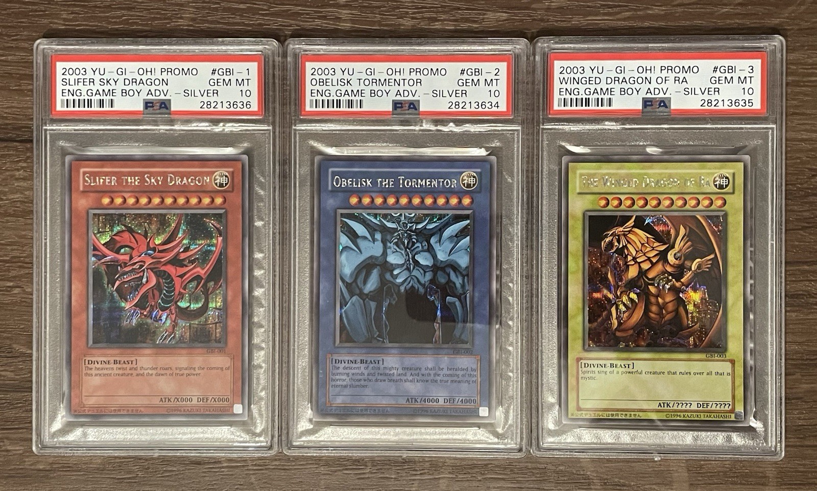 Yu-Gi-Oh GBI Slifer Obelisk Winged Dragon Ra PSA 10 Graded Cards
