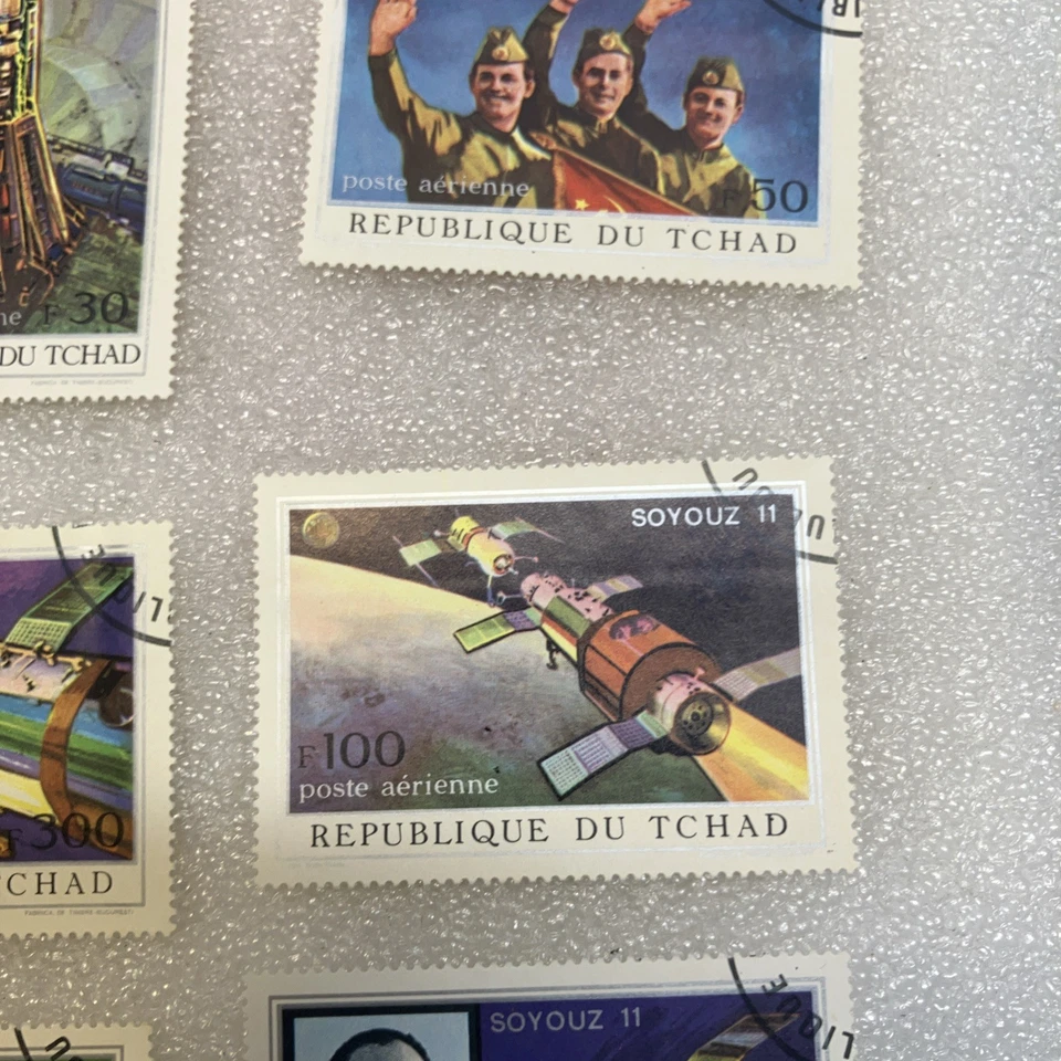 6 estampillas espaciales usadas/canceladas 1972 Chad/Tchad Soyuz 11 (URSS). ¡Buena oferta! MIRAR Foto 4 de 4
