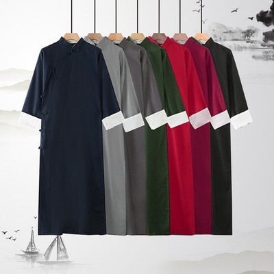 Wing Chun Men Robe Cheongsam Tai Chi Kung Fu Suit Martial Arts Cotton Uniforms