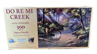 NEW!   SunsOut Doe Re Me Creek 300 Piece Jigsaw Puzzle Sung Kim NIB USA MADE!