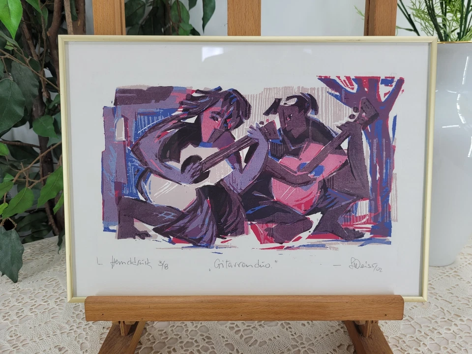 Original Lithographie Grafik (XX) "Gitorrendio"  Abstrakter Kubismus - Bild 4 von 4