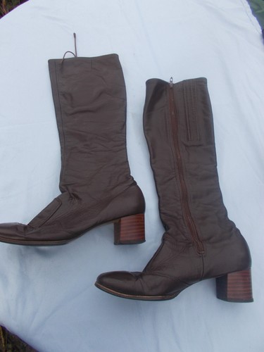 Bottes GoGo vintage Cobies genou haute robe. Taille 9M - Cuir Marron - Photo 1 sur 5