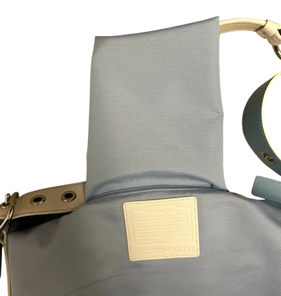 Coach Vintage Signature Wave Duffle Patchwork Hobo Bag Blue #10653 RARE - Image 3 of 4