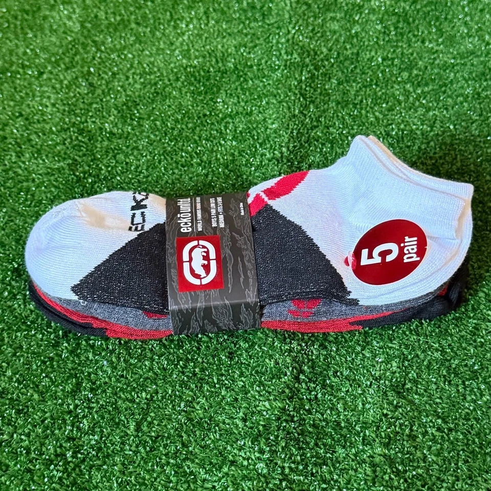 Paquete de 5 pares de calcetines deportivos multicolores de corte bajo Ecko Unltd para niños talla M NUEVO Foto 2 de 4