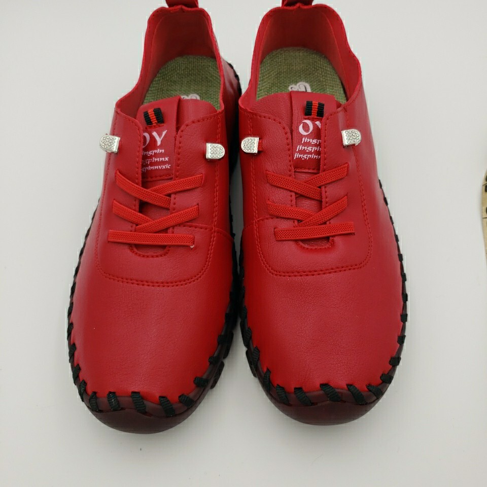 SAOLA Scarpe ortopediche da donna taglia 9 rosse in pelle comode suola flessibile piatta morbida marca OY