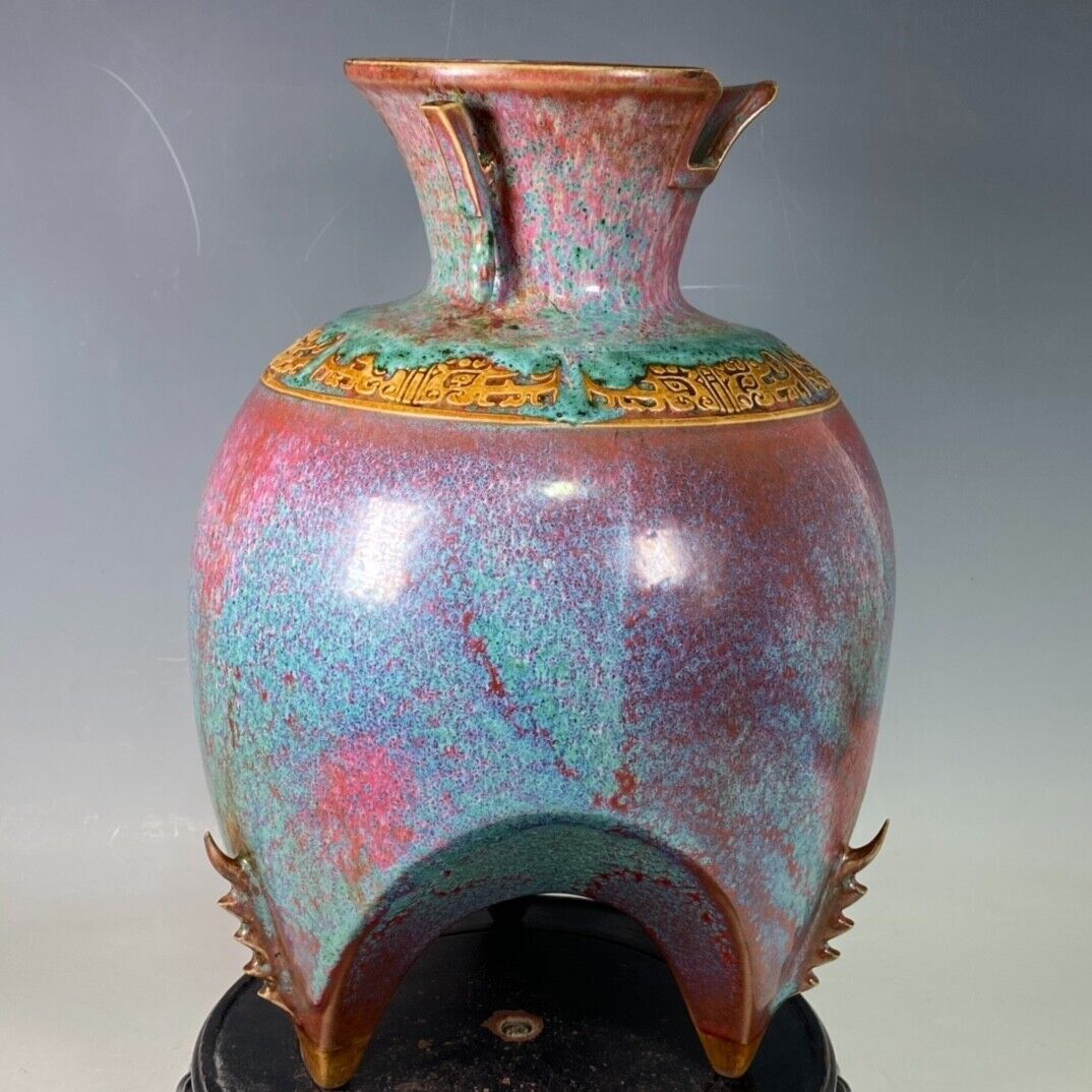 工芸品 yumami China Song dynasty Jun kiln porcelain tripod Zun Cup Bottle