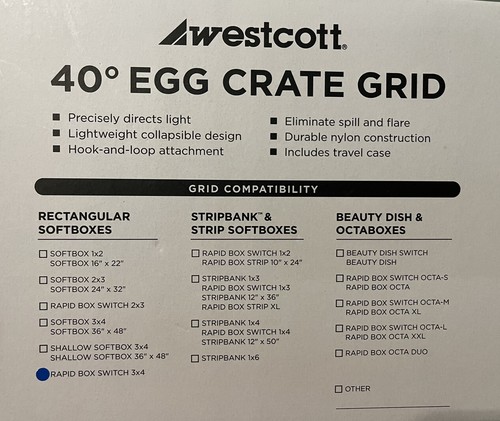 Westcott 40-Degree Egg Crate Grid for Rapid Box Switch 3x4 #2839 - Picture 4 of 5
