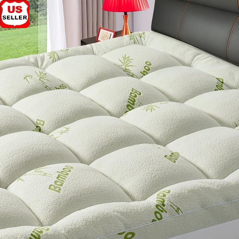 Extra Thick King Size Bamboo Viscose Quilted Mattress Topper with Deep Pocket