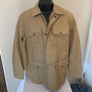 Timberland Mens Canvas Barn Coat Brown Pockets Zip Button Fly
