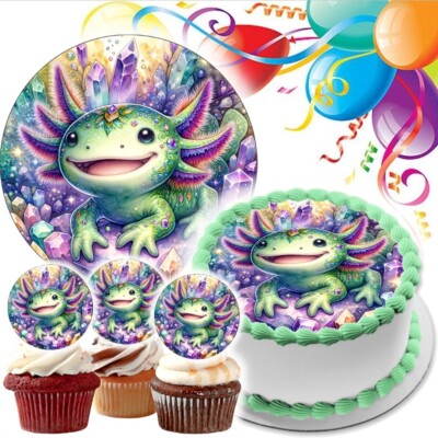 Axolotl Tortenaufleger Party Deko Geburtstag Cupcake Muffin neu essbar Amphibie