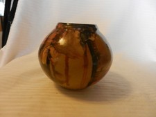Navajo Pottery Bowl Multi Color Browns hand Made by Mandotte