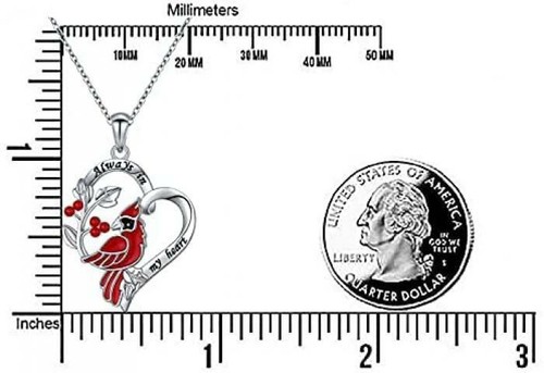 Red Cardinal Necklace Memorial Gift for Women Sterling Silver Cardinals Necklace - Picture 7 of 7