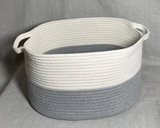 Woven Cotton Rope Basket Gray/White Storage Organize Toy Laundry Baby Towels