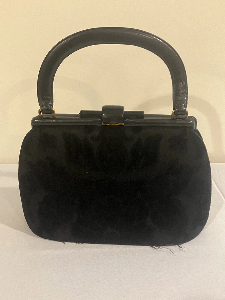 Cartera de gamuza negra Nettie Rosenstein vintage Foto 2 de 4