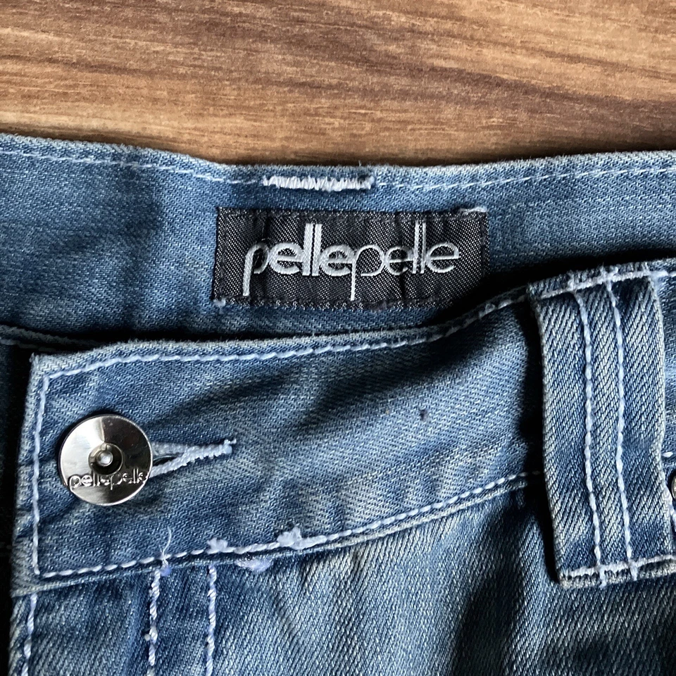 Pelle Pelle Jeans Mens 48x28 Blue Baggy Loose Light Denim Hip Hop Streetwear - Image 3 of 4