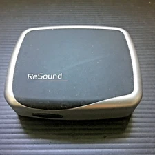 Genuine Resound Hearing Aid Case Protective Container Grey Silver 3.75"Lx3"W