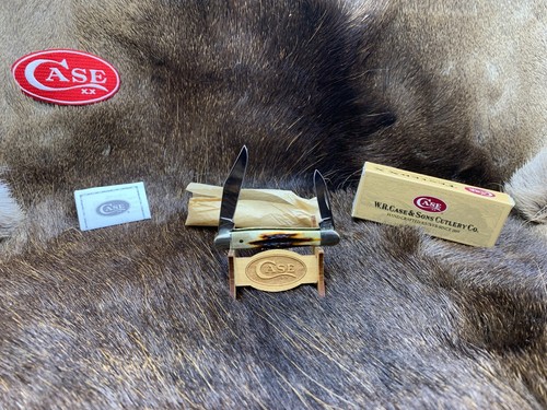 1996 Case R5208 SS Half Whittler Knife With Red Stag Handles Mint In Box P413 - Picture 11 of 24