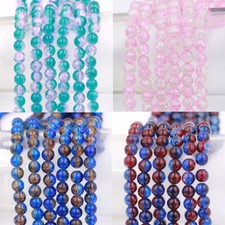 US 100 Pack 8mm Loose Round Spacer Beads Strand Crackle Lampwork Glass Beads