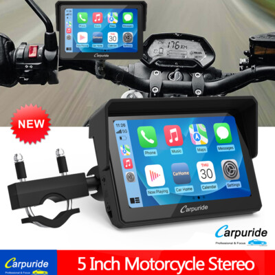 Carpuride 5'' Motorcycle CarPlay Wireless Android Auto Waterproof Touch Screen