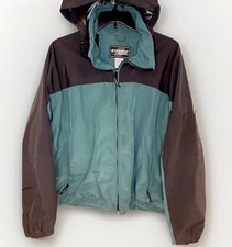 Stearns Dry Wear Mens 2XL Hooded Windbreaker Rain Coat Jacket Green Gray Outdoor