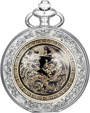 Pocket Watch for Men Women Dragon and Phoenix Quartz Pocket Watches with Chain S