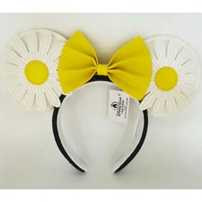 Disney Parks Yellow White Daisy Flower Loungefly Minnie Ears Bow Headband NWT