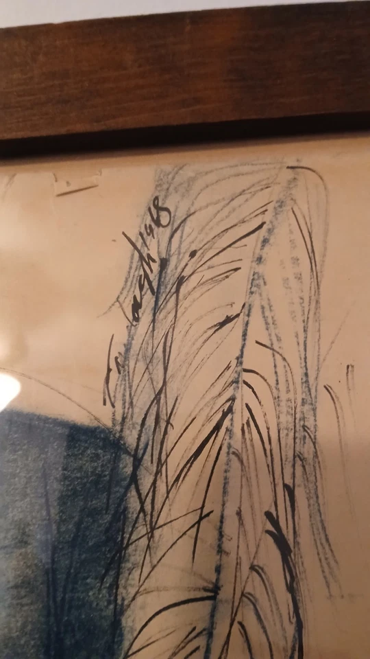 Gerald D. Fairclough signed/dated 1968 Artist Drawing of a Circus Performer - Image 2 of 4