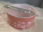 PYREX PINK GOOSEBERRY 1 Quart Casserole Dish 473 With Lid 470-C NIce!